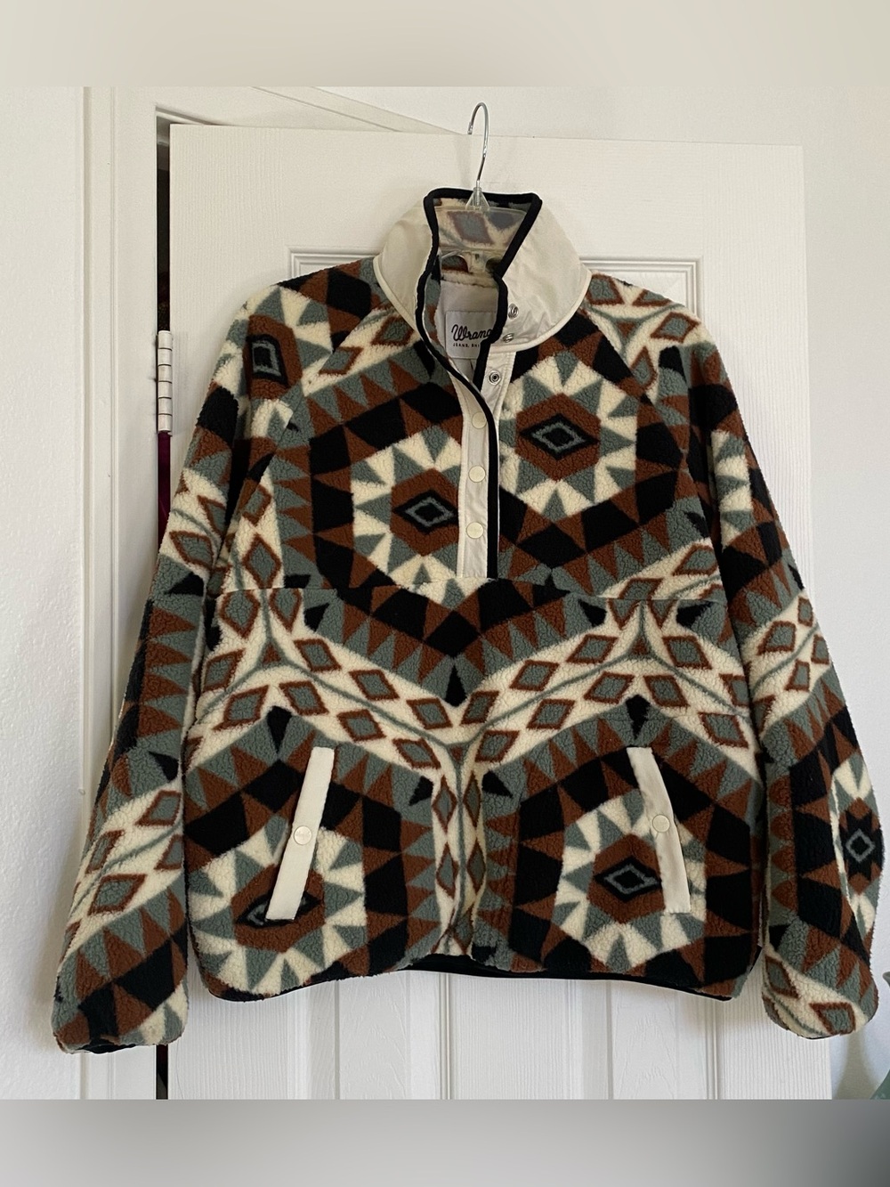 Wrangler Kaleidoscope Sherpa Snap Pullover Geometric Southwestern Print *Size S